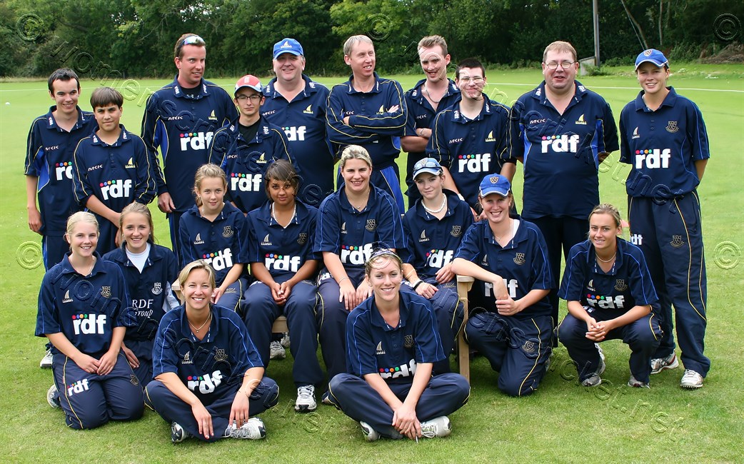 [Sussex Women's Team with the Sussex Visually Impaired XI]  Don Miles