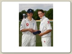 2006, England, receiving her Test cap